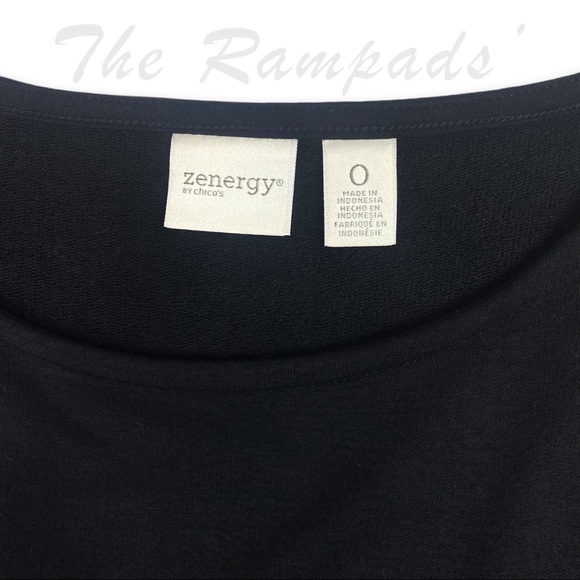 Black Zenergy by Chico’s Zipper Short-sleeve Blouse Size 0 - Picture 6 of 8